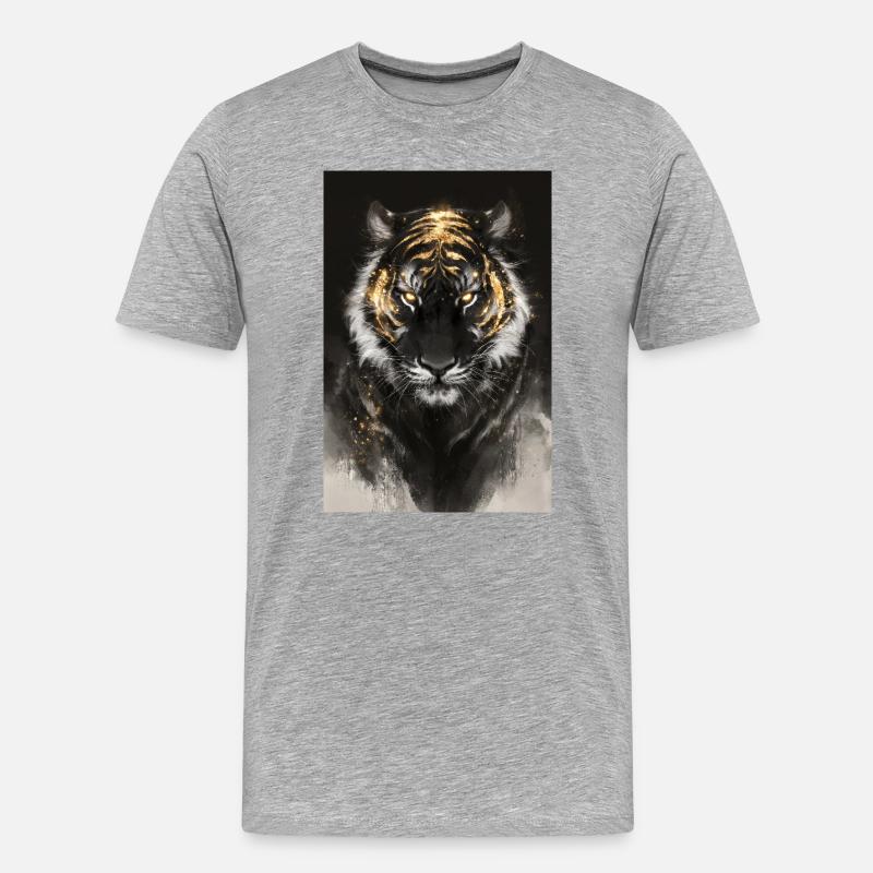 Golden Ember Tiger - Männer Premium Bio T-Shirt - Grau meliert