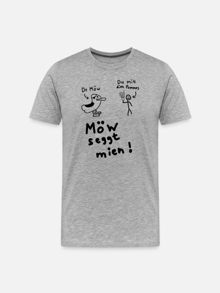 Möw seggt mien. - Männer Premium Bio T-Shirt - Grau meliert