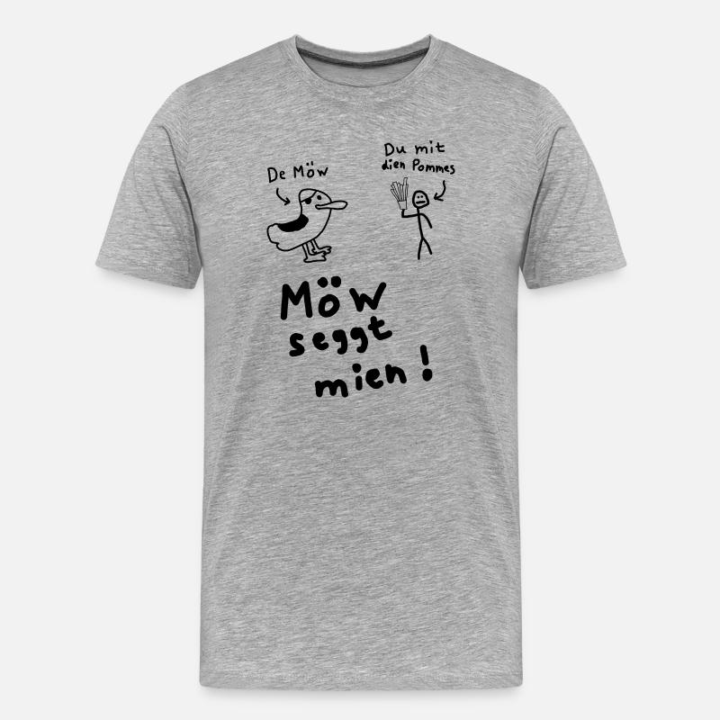 Möw seggt mien. - Männer Premium Bio T-Shirt - Grau meliert