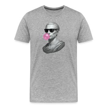 Caesar mit Sonnenbrille und Kaugummi - Männer Premium Bio T-Shirt - Grau meliert - Vorne - Damien (186cm)