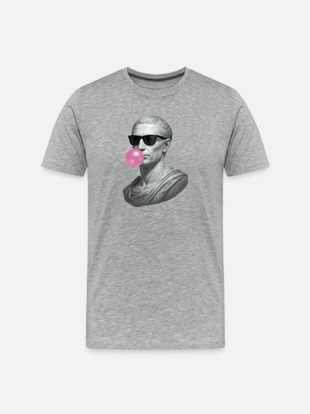 Caesar med solglasögon och tuggummi - Organic T-shirt Ekologisk premium-T-shirt herr - gråmelerad