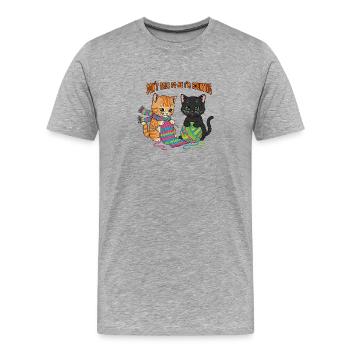 Counting Kittens Knitting Duo - Men's Premium Organic T-Shirt - heather grey - Front - Damien (186cm)