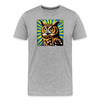 hibou - T-shirt bio Premium Homme - gris chiné - Devant - Damien (186cm)