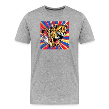 guépard - T-shirt bio Premium Homme - gris chiné - Devant - Damien (186cm)