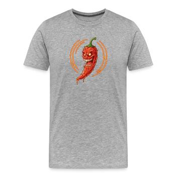 Inferno Chili Dämon - Männer Premium Bio T-Shirt - Grau meliert - Vorne - Damien (186cm)