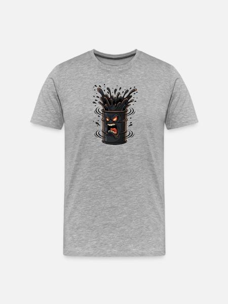 Wütender Öltank Splash - Männer Premium Bio T-Shirt - Grau meliert