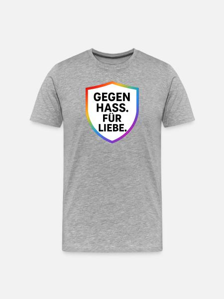 Against Hate for Love Shield - Men's Premium Organic T-Shirt - heather grey