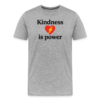 Goodness is Power: Heart with Lightning - Men's Premium Organic T-Shirt - heather grey - Front - Damien (186cm)