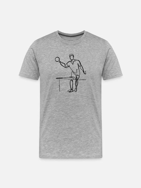 Table Tennis Player Drawing - Men's Premium Organic T-Shirt - heather grey