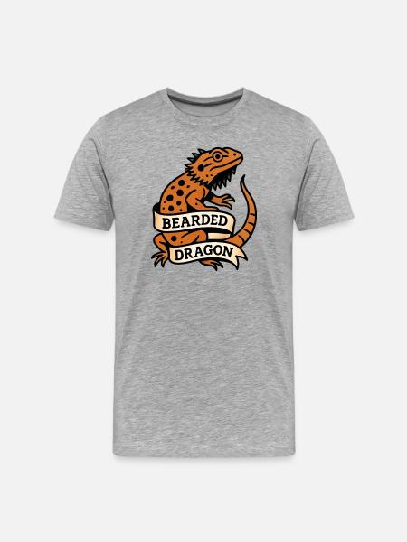 Bearded Dragon Pogona Reptile Illustration - Men's Premium Organic T-Shirt - heather grey
