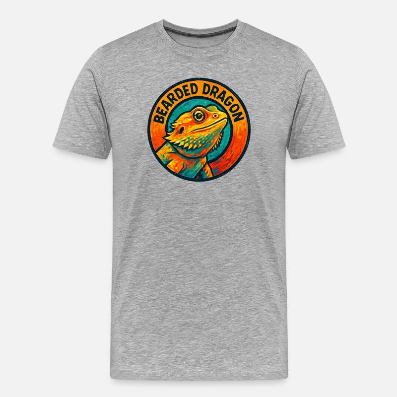 Bwearing Agame Lizard Style Bunte Gravur - Männer Premium Bio T-Shirt - Grau meliert