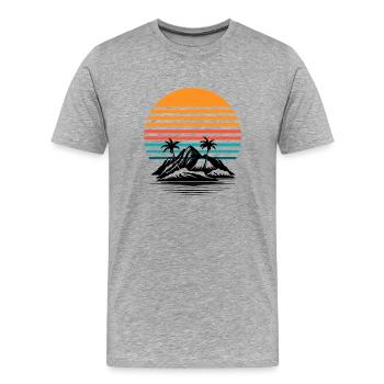 Retro Sun Palm Horizon - Men's Premium Organic T-Shirt - heather grey - Front - Damien (186cm)