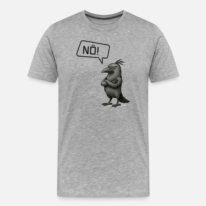 Nö! Krähe – Stures Tier Statement Design - Männer Premium Bio T-Shirt - Grau meliert
