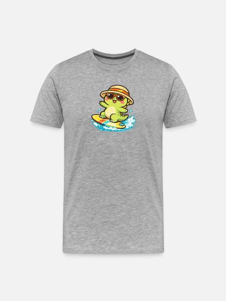 Sunny Surf Turtle - Men's Premium Organic T-Shirt - heather grey