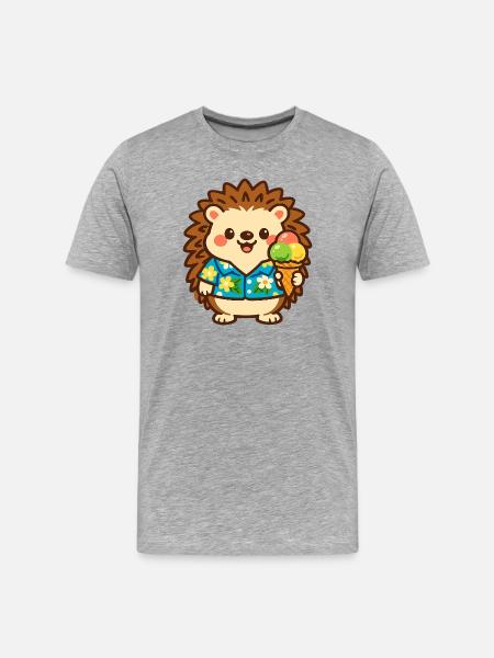 Igel mit Eis im Hawaii-Stil - Men's Premium Organic T-Shirt - heather grey