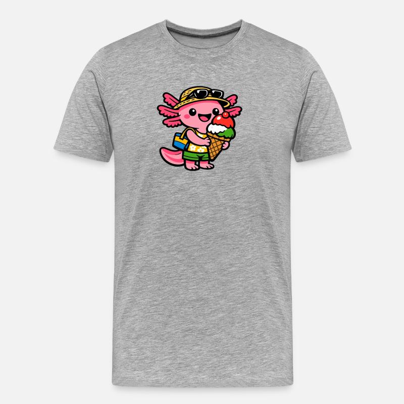 Axolotl - Männer Premium Bio T-Shirt - Grau meliert