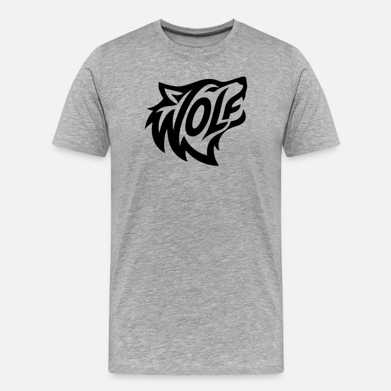 Wilder Wolf - Männer Premium Bio T-Shirt - Grau meliert