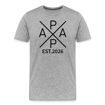 Papa_EstGeschenk for expectant fathers 2026 – Dad - Men's Premium Organic T-Shirt - heather grey - Front - Damien (186cm)