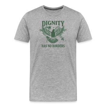 Les droits de l’homme : la dignité rétro n’a pas de déclaration frontalière - T-shirt bio Premium Homme - gris chiné - Devant - Damien (186cm)