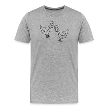 Poule poule Les enfants de Pâques - T-shirt bio Premium Homme - gris chiné - Devant - Damien (186cm)