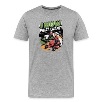 Course de tracteurs à pelouse Course de tondeuses à gazon - T-shirt bio Premium Homme - gris chiné - Devant - Damien (186cm)