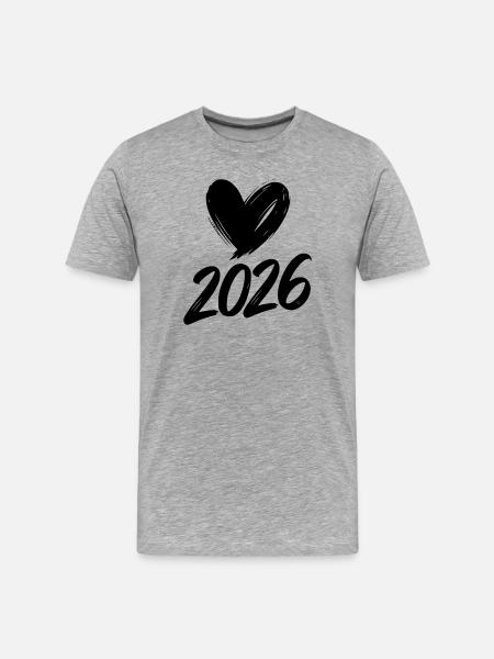 2026 Herz  - Männer Premium Bio T-Shirt - Grau meliert