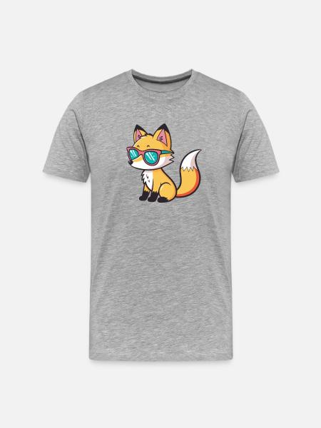 Fox Cartoon Sunglasses - Men's Premium Organic T-Shirt - heather grey