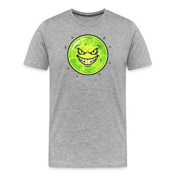 Grimmischer Mond mit Grinsen - Männer Premium Bio T-Shirt - Grau meliert - Vorne - Damien (186cm)