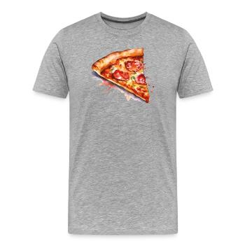 Wasserfarbene Pizzascheibe - Männer Premium Bio T-Shirt - Grau meliert - Vorne - Damien (186cm)