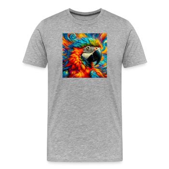 perroquet - T-shirt bio Premium Homme - gris chiné - Devant - Damien (186cm)