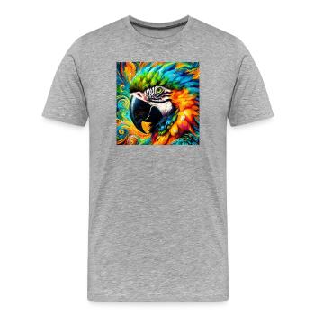 perroquet - T-shirt bio Premium Homme - gris chiné - Devant - Damien (186cm)