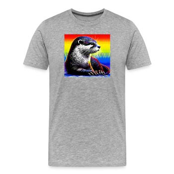Otter - Männer Premium Bio T-Shirt - Grau meliert - Vorne - Damien (186cm)