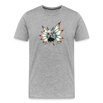 Fée Papillon Fantastique - T-shirt bio Premium Homme - gris chiné - Devant - Damien (186cm)