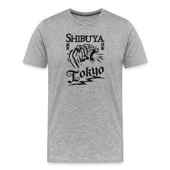 Shibuya Tokyo Tiger - Men's Premium Organic T-Shirt - heather grey - Front - Damien (186cm)