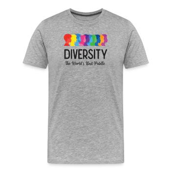 LGBT-Pride-Monat – Vielfalt. Die beste Palette - Männer Premium Bio T-Shirt - Grau meliert - Vorne - Damien (186cm)