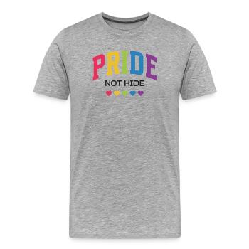 LGBTQ Pride Month -  Pride Not Hide - Men's Premium Organic T-Shirt - heather grey - Front - Damien (186cm)