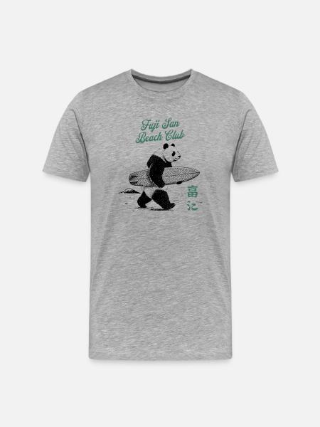 Fuji San Surf Club Panda - Men's Premium Organic T-Shirt - heather grey
