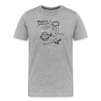 moin norddeutsch typisch plattdeutsch - Männer Premium Bio T-Shirt - Grau meliert - Vorne - Damien (186cm)