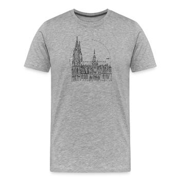 Köln Dom – Line Art PLZ - Männer Premium Bio T-Shirt - Grau meliert - Vorne - Damien (186cm)