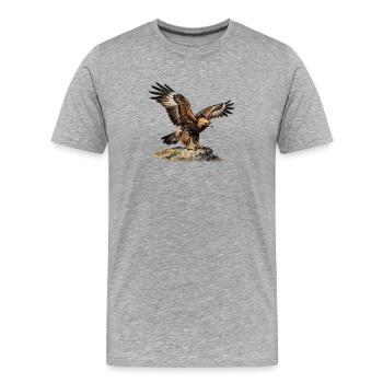 Eagle in flight on steep rock - Men's Premium Organic T-Shirt - heather grey - Front - Damien (186cm)