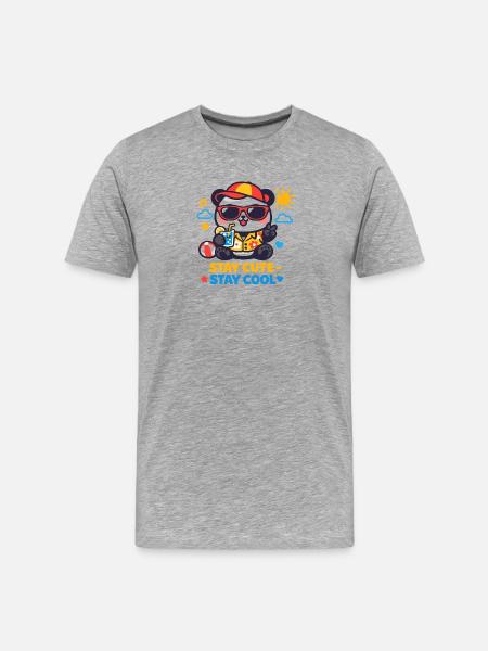 Graphique Reste mignon Reste Cool Bear - T-shirt bio Premium Homme - gris chiné
