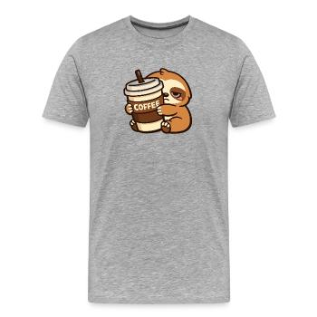 Coffee-loving sloth - Men's Premium Organic T-Shirt - heather grey - Front - Damien (186cm)