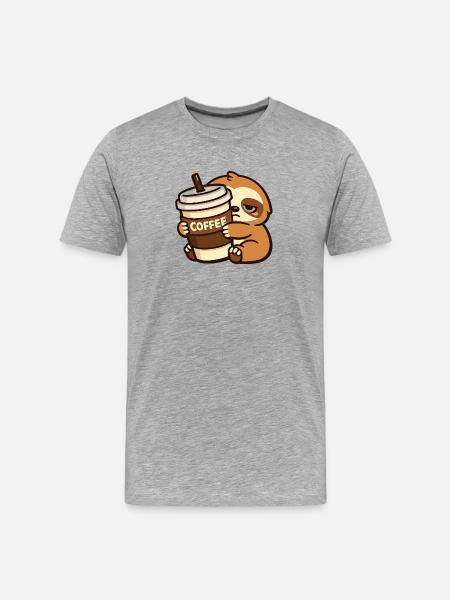 Coffee-loving sloth - Men's Premium Organic T-Shirt - heather grey