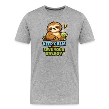 Kuschelsloth Coffee Tranquility - Men's Premium Organic T-Shirt - heather grey - Front - Damien (186cm)