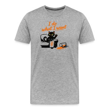 Freche schwarze Katze – Je fais ce que je veux - T-shirt bio Premium Homme - gris chiné - Devant - Damien (186cm)