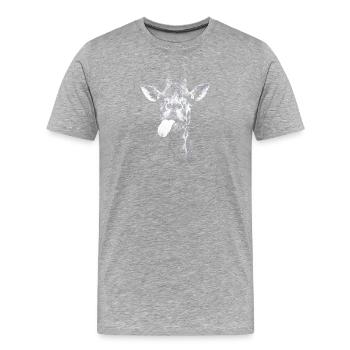 Funny Giraffe with Tongue - Men's Premium Organic T-Shirt - heather grey - Front - Damien (186cm)