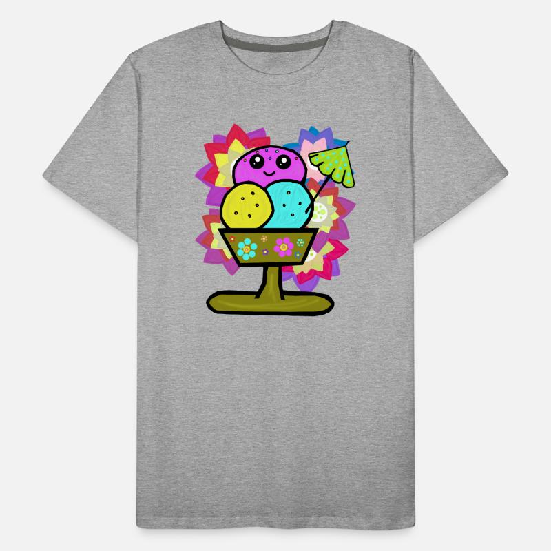 Retro Eis Eiskrem Eisbecher Vintage Blumen  Männer Premium Bio T-Shirt