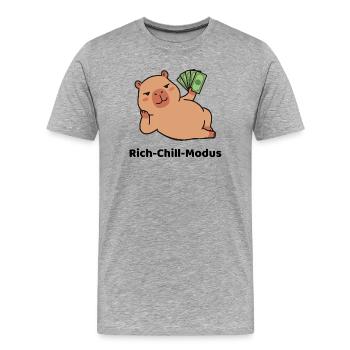 Geldschein-Piggy Pose Wasserschwein Capybara - Männer Premium Bio T-Shirt - Grau meliert - Vorne - Damien (186cm)