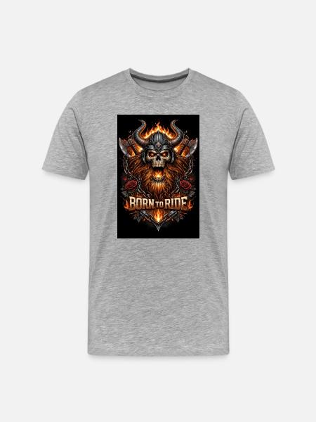 Born to Ride – Biker Skull - Men's Premium Organic T-Shirt - heather grey