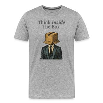 Think Inside The Box Office Humor - Men's Premium Organic T-Shirt - heather grey - Front - Damien (186cm)